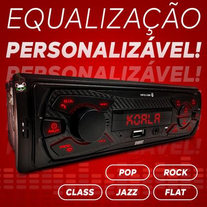 Imagem de Rádio Som Automotivo MP3 Bluetooth USB Display Led Vermelho S100 Svart Tech One