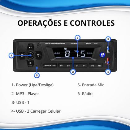 Imagem de Rádio Som Mp3 Player 12v Bluetooth Usb Aux Sd Para Carro