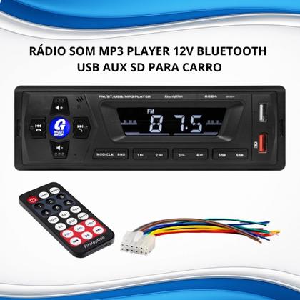 Imagem de Rádio Som Mp3 Player 12v Bluetooth Usb Aux Sd Para Carro