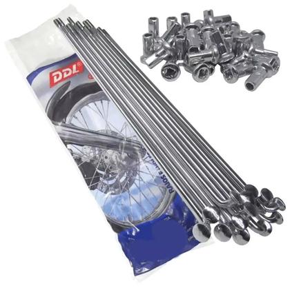 Imagem de Raio para roda cg 125 150 fan start esd 160 es kit dianteiro + traseiro 4mm cromado ddl