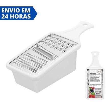 Imagem de Ralador de Legumes Queijo Inox e Recipiente Plástico Manual