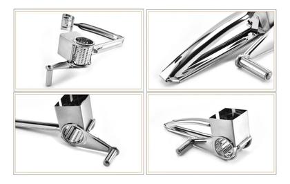 Imagem de Ralador De Queijo Giratório Manual Com Lâminas Em Aço Inox Cozinha Gourmet Prático UnyHome UD210110