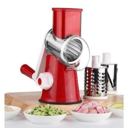 Imagem de Ralador De Queijo Legumes Vegetais Manivela Espiral Grande Profissional 3 Laminas