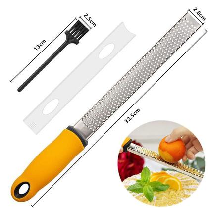 Imagem de Ralador De Queijo Manual Inox Zesper De Raspas Microplane Multifuncional Cozinha Temperos Cebola Alho Chocolate Frutas Parmesão Limão Laranja