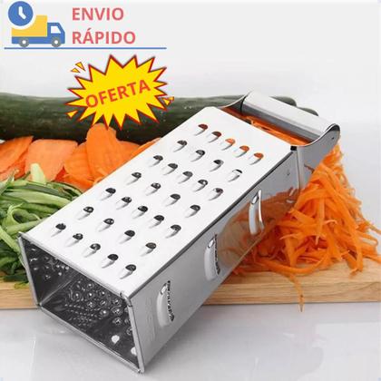 Imagem de Ralador em Inox 4 Funções Ralar Fatiar Manual Legumes Queijo