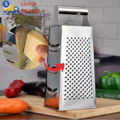 Imagem de Ralador em Inox 4 Funções Ralar Fatiar Manual Legumes Queijo