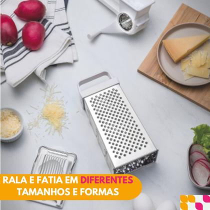 Imagem de Ralador Fatiador 4 Faces Manual Com Alça Em Aço Inoxidável Multifuncional Legumes Alimentos