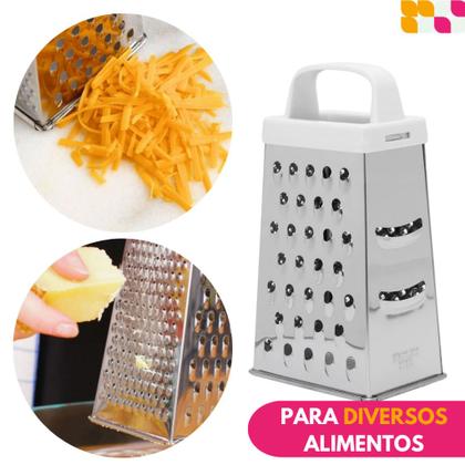 Imagem de Ralador Fatiador 4 Faces Manual Com Alça Em Aço Inoxidável Multifuncional Legumes Alimentos