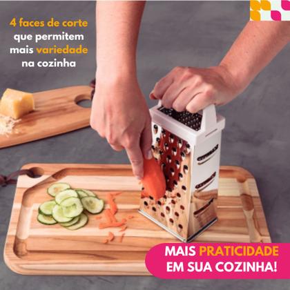 Imagem de Ralador Fatiador 4 Faces Manual Com Alça Em Aço Inoxidável Multifuncional Legumes Alimentos