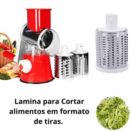 Imagem de Ralador Fatiador Cortador Manual Multiuso 3 Laminas Para Queijo Frios Verduras Legumes Alimentos Temperos Para Cozinha