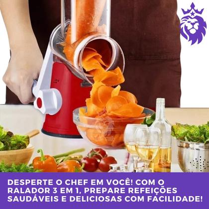Imagem de Ralador Fatiador Multifuncional Cortador Manual Inox 3 Em 1 Cozinha Verduras Legumes Queijo Repolho