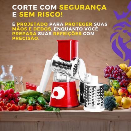 Imagem de Ralador Fatiador Multifuncional Cortador Manual Inox 3 Em 1 Cozinha Verduras Legumes Queijo Repolho