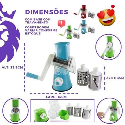 Imagem de Ralador Fatiador Multifuncional Cortador Manual Inox 3 Em 1 Cozinha Verduras Legumes Queijo Repolho