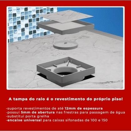 Imagem de Ralo 10X10 Oculto Seca Piso/Porcelanato Inteligente Branco