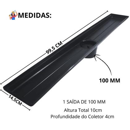 Imagem de Ralo 15x100 Cozinha Inox 304 Palito com Sistema Anti Cheiro e Coletor Plástico Saída 4 Polegadas