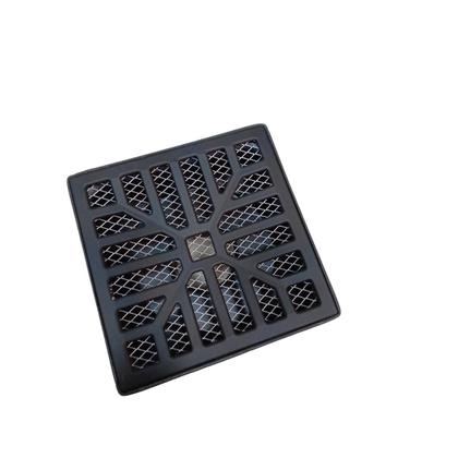 Imagem de Ralo 15x15 Alumínio Conc Preto Fosco Saída Baixa 50mm e Tela