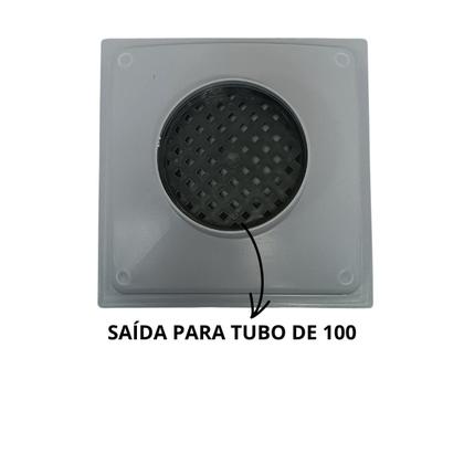 Imagem de Ralo 20x20 Inox 304 com Abre Fecha Coletor Cinza Saída de 100mm