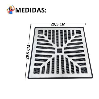 Imagem de Ralo 30x30 Alumínio Concavo Tela Saída 100mm com Sifão