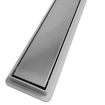Imagem de Ralo 5x80cm Grelha em Inox - Cola Piso com Coletora p/Obras