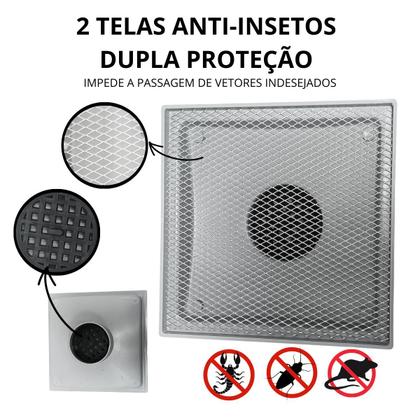 Imagem de Ralo Anti Cheiro 20x20 Alumínio Reto Coletor Cinza Saída Baixa para tubo 100mm e Dupla proteção e Sifão