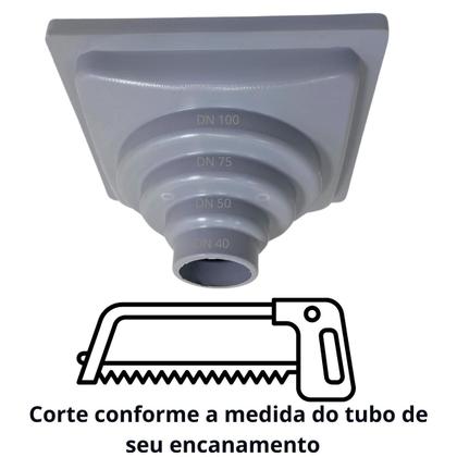 Imagem de Ralo Anti Cheiro Aluminio 15x15 Reta Tela e Coletor Saída Baixa Cinza Adapt de 40mm até 100mm
