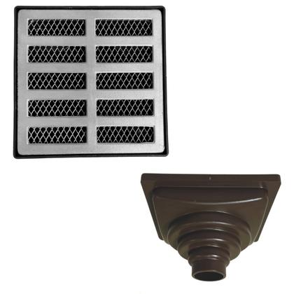 Imagem de Ralo Anti Cheiro Aluminio 15x15 Reta Tela e Coletor Saída Baixa Marrom Adapt de 40mm até 100mm