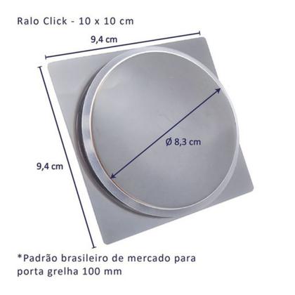 Imagem de Ralo click inteligente 10x10 cm inox banheiro quadrado decor