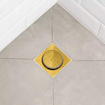 Imagem de Ralo click inteligente 10x10 dourado gold brilhante