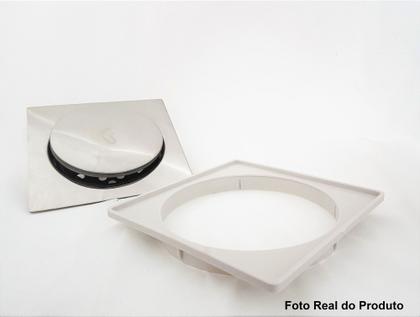 Ralo Click Inteligente em Inox 15x 15 Cromado com Com Porta Grelha - Water Imagem de Ralo Click Inteligente em Inox 15x 15 Cromado com Com Porta Grelha