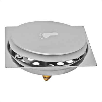 Imagem de Ralo Click Inteligente Veda Cheiro Banheiro Aço Inox Pop Up Clic 15x15 Grelha Chão