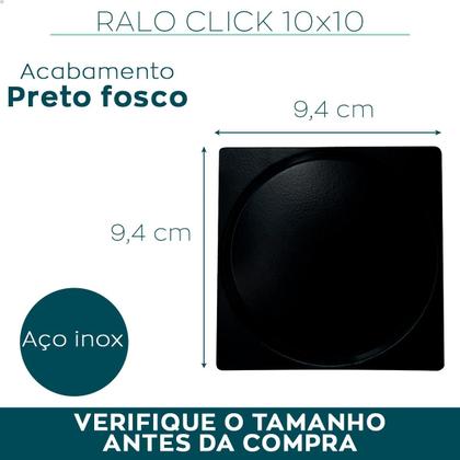 Imagem de Ralo Click Preto Fosco 10x10 Aço Inox Ralo De Chão Banheiro Escoamento Box 10cm Quadrado Veda Cheiro Antiodor Lavabo Tampa Inteligente Black