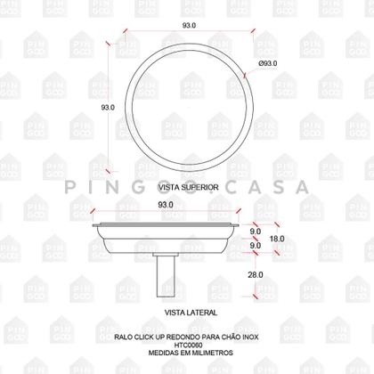 Imagem de Ralo Click Up Redondo para Chão 10 Cm Inox