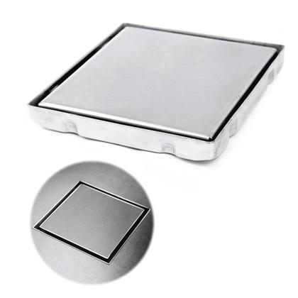 Imagem de Ralo De Banheiro Inteligente Quadrado Aço Inox 15x15 Invisível Luxo