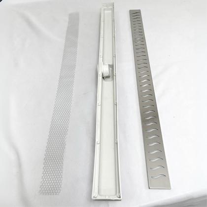 Imagem de Ralo de Banheiro Linear Inox Polido Ondas 70cm x 5cm