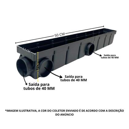 Imagem de Ralo de Escoamento Inox 6 x 50cm Bolinhas Coletor Cinza Tela