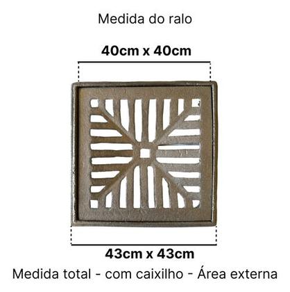 Imagem de Ralo De Ferro Fundido 40x40 C/caixilho Para Área Externa