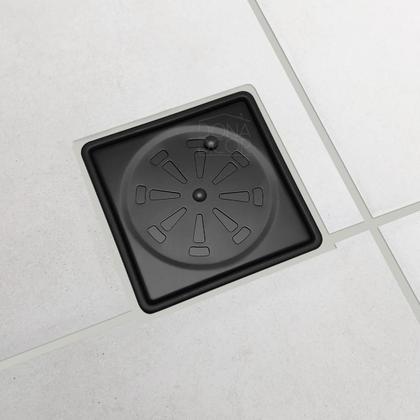 Imagem de Ralo E Porta Grelha Preto Fosco Inox 10x10 Quadrado Kit Banheiro Tampa Abre e Fecha Rotativo Com Fecho Caixilho Suporte Grelha Tampa Caixa Sifonada