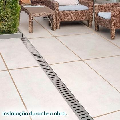 Imagem de Ralo Grelha Linear Infinito 1 metro E 20cm Inox Escovado Ralo Area Externa Borda Piscina Quintal 1,2M x 7cm Vazado