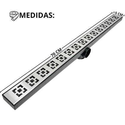 Imagem de Ralo Inox 5cm Estreito Dubai Banheiro Coletor Preto Tela