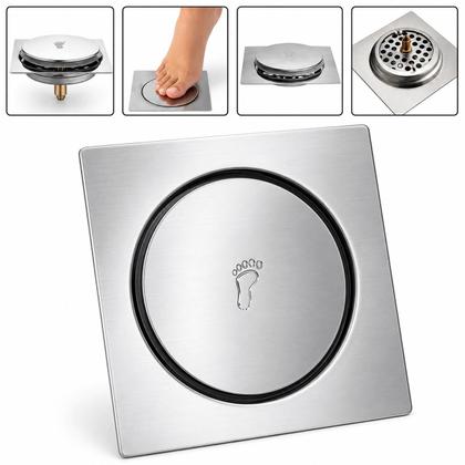 Imagem de Ralo Inteligente Para Piso Em Inox Modelo Click 10x10cm