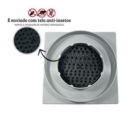 Imagem de Ralo Invisível 15x15 Banheiro Drena Box Oculto para Tubo de 4 ou 6 polegadas Cola Piso Porcelanato