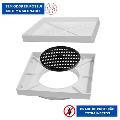 Imagem de Ralo Invisível Oculto De Embutir Anti Inseto 15X15Cm 10 Un