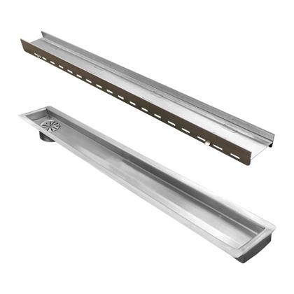 Imagem de Ralo Linear 40 Cm Oculto De Inox Com Saida De 5cm Lateral