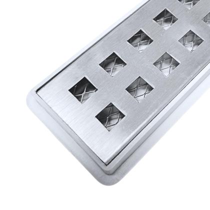 Imagem de Ralo Linear 5cm x 70cm Quadrados Inox 304 Coletor Raso 3cm Branco