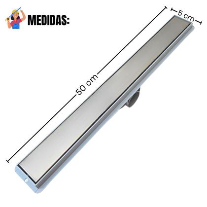 Imagem de Ralo Linear 5x50 Grelha Inox Polida Invisivel e Piso Tela Cinza