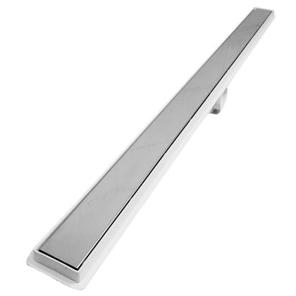 Imagem de Ralo Linear 5x50 invisível Banheiro Inox Oculto 2 em 1 Coletor Branco Saídas 40mm com Tela (5cm x 51cm)