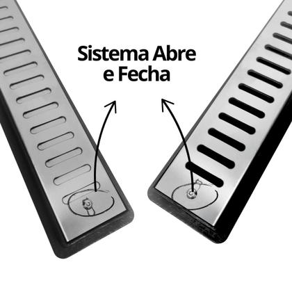 Ralo Linear 5x70 Inox Escamoteavel Coletor Raso 3cm Banheiro Preto ...