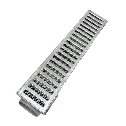 Imagem de Ralo Linear Aluminio 10x50 com Tela e Coletor de Escoamento Cinza Saídas de 75mm