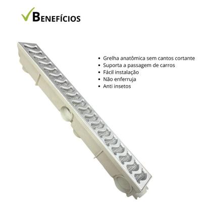 Imagem de  Ralo Linear Anti Inseto 6x50 Coletora Sifonada, Grelha Alum