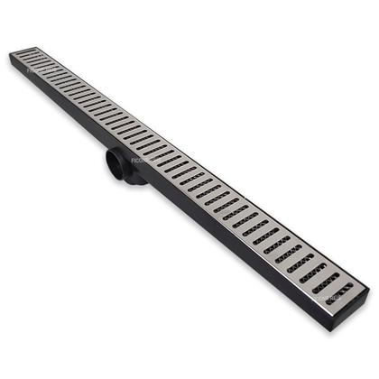 Imagem de Ralo Linear Banheiro Inox 304 modelo Palito 5x70 Sifonado 40mm ou Saída Baixa coletor Preto